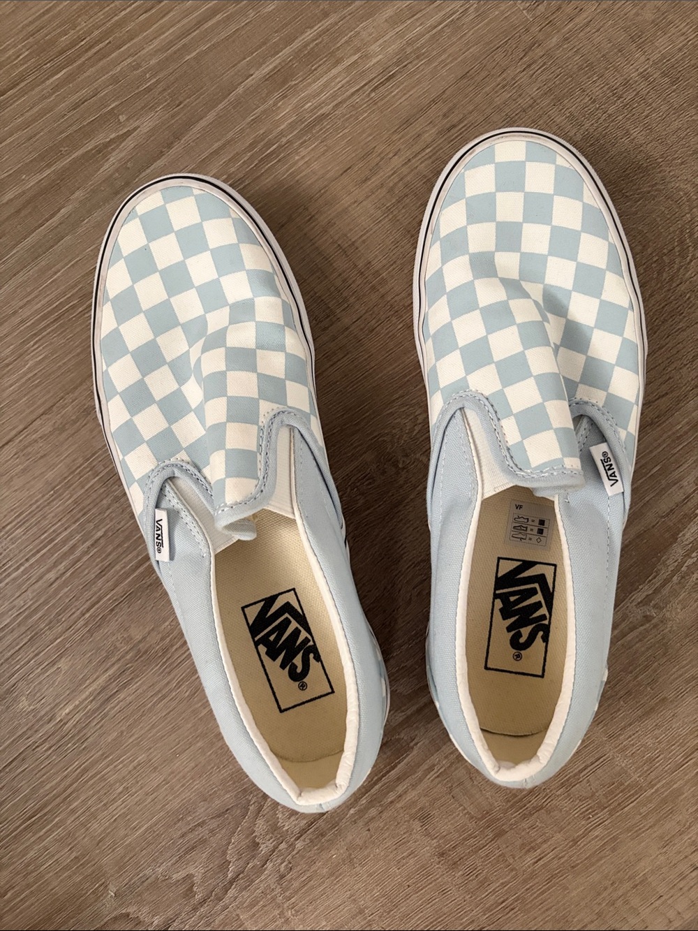 Vans Checkerboard Slip-On Sneakers in Light Blue and White - Picture 2 of 5